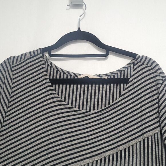 Soft Surroundings  RYLEY Striped Maxi Dress 2X gray Ribbed stretch lagen look - Picture 4 of 11